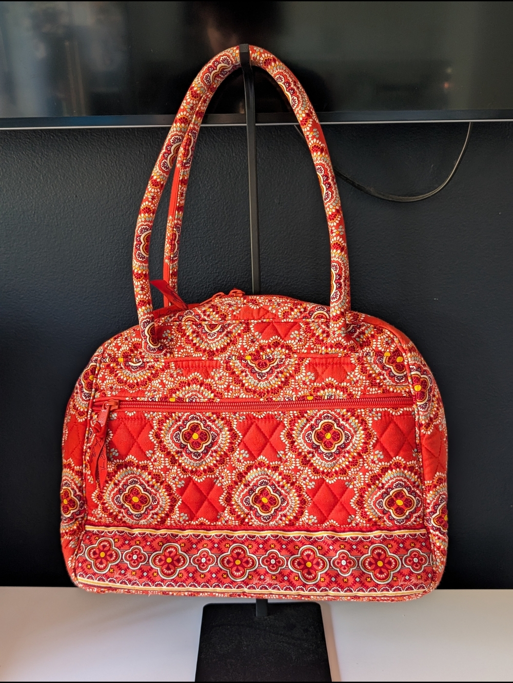 Vera Bradley Red and Orange Quilted Patterned Tote